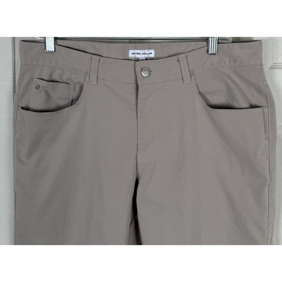 Peter Millar EB66 Performance Five Pocket Pants Mens Golf Chino Beige 34x32 - Picture 2 of 12